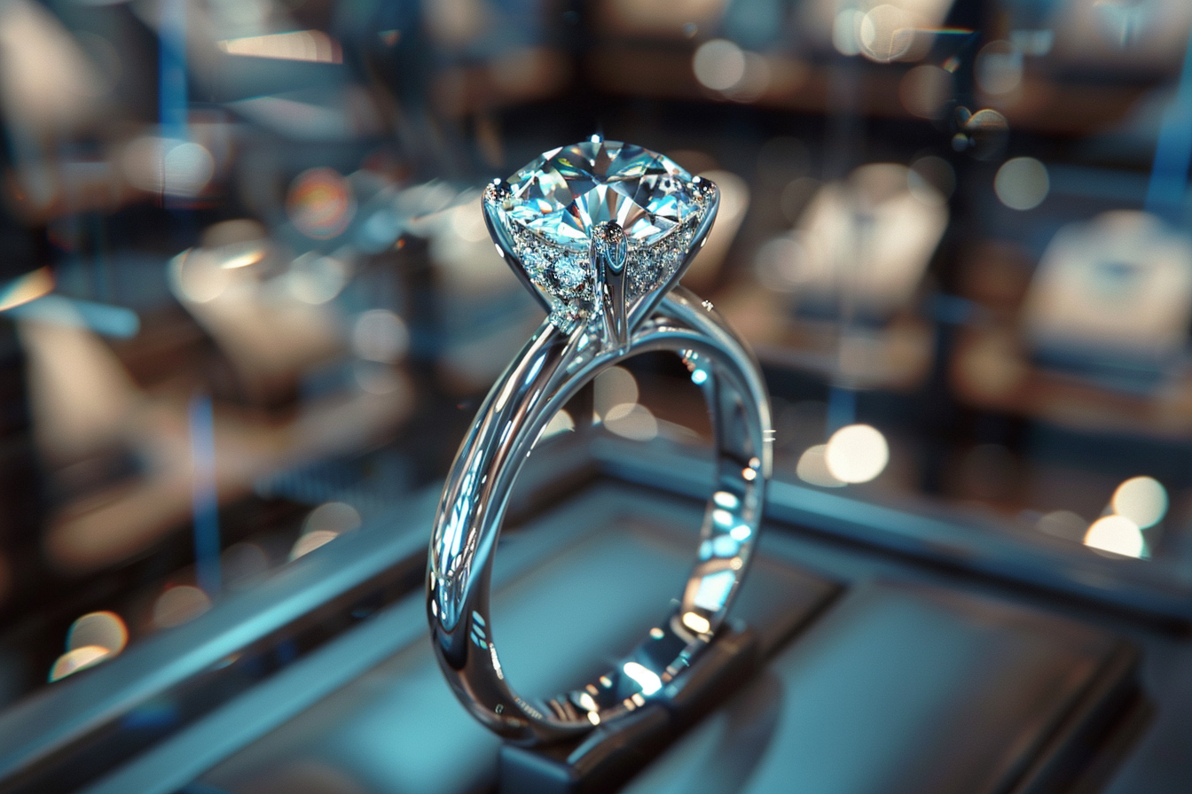 A stunning diamond ring on display | Source: Midjourney