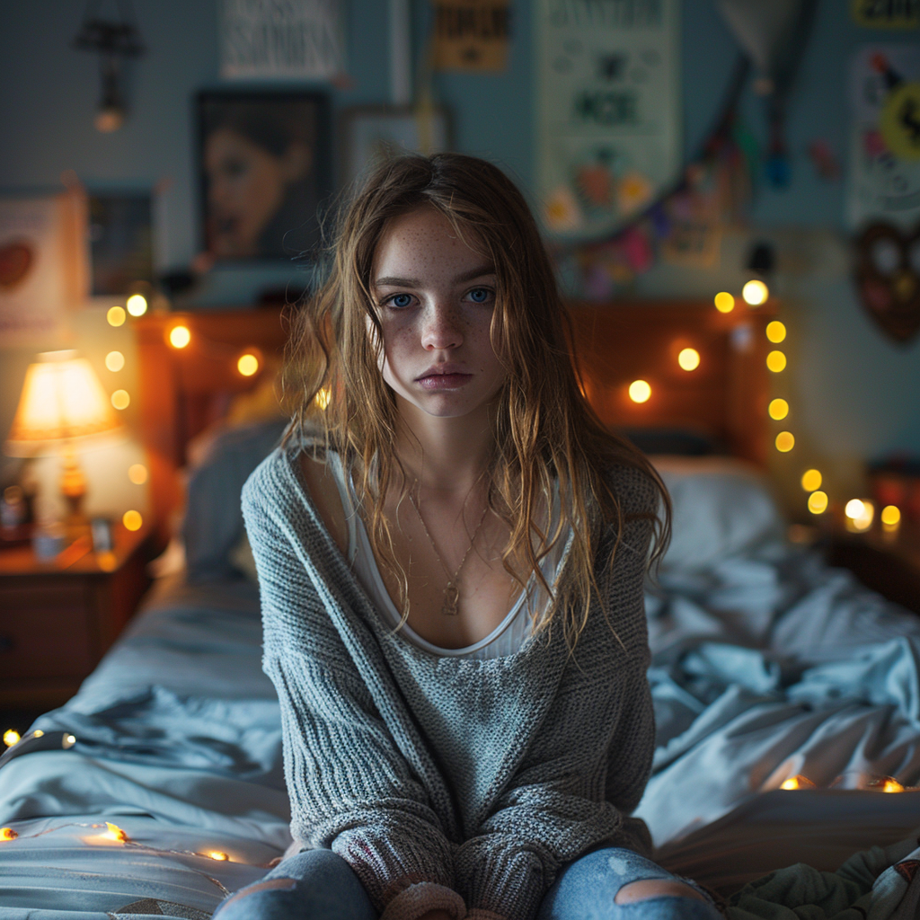 A sad teen girl | Source: Midjourney