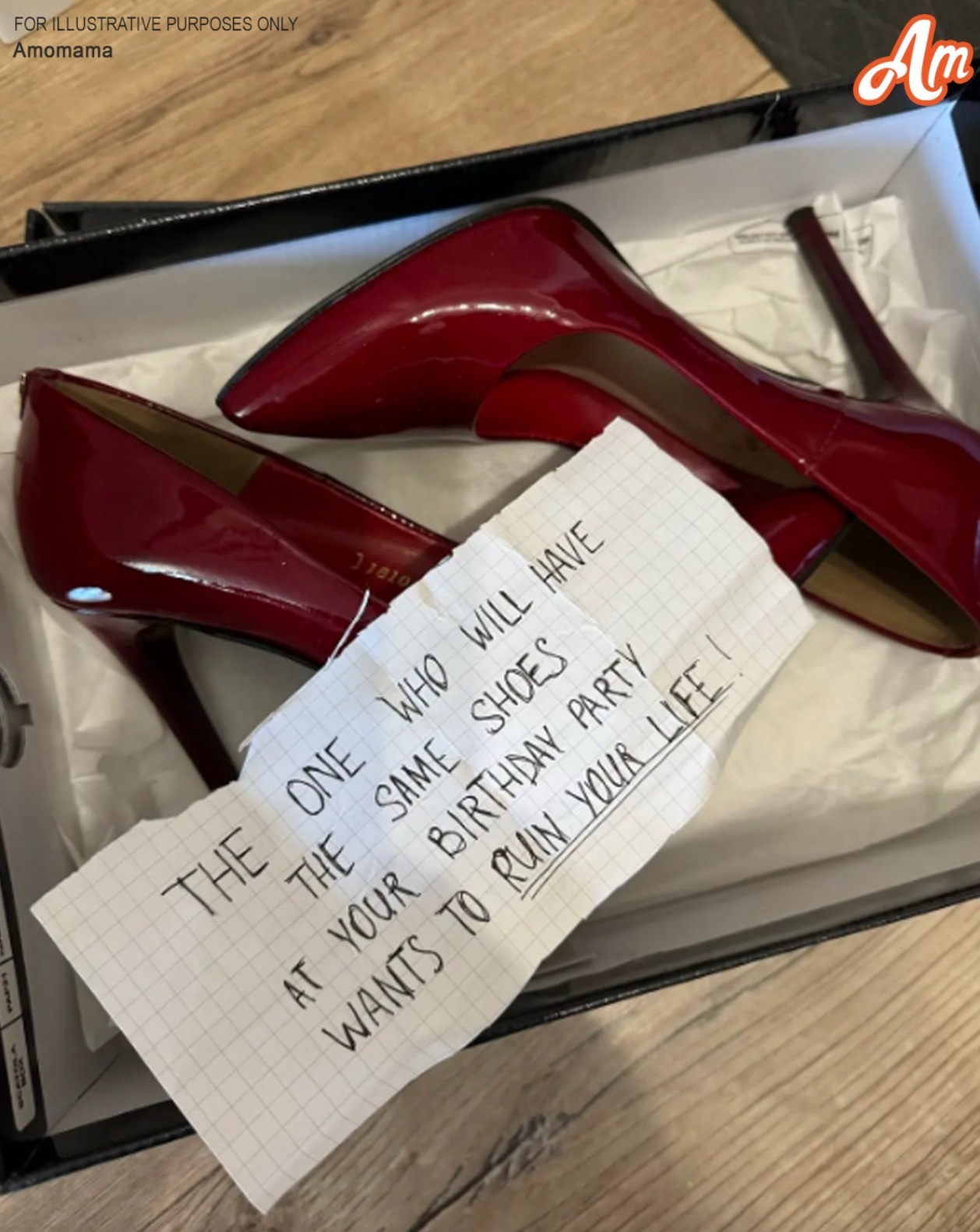 I Discovered a Box of Shoes on My Doorstep Accompanied by a Note: “THE PERSON WEARING THESE SHOES AT YOUR BIRTHDAY PARTY TODAY INTENDS TO DESTROY YOUR LIFE”